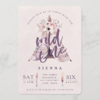 Wild one teepee birthday party invite