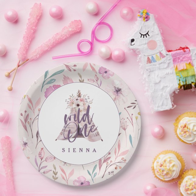 Wild one teepee birthday party invite paper plate (Party)