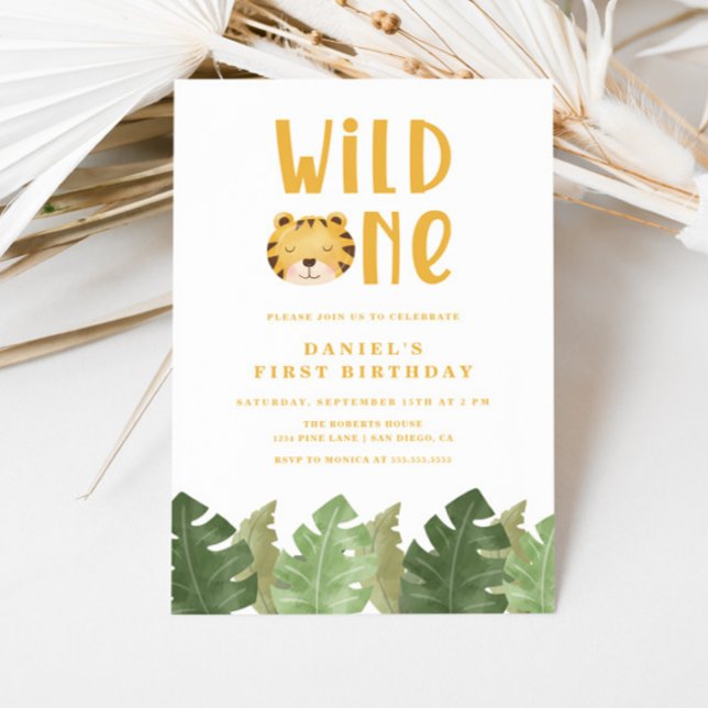 Wild One Tiger 1st Birthday Invitation (Creator Uploaded)