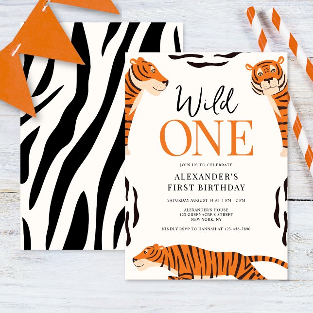 Wild One Tiger 1st Birthday Party Invitation (Creator Uploaded)