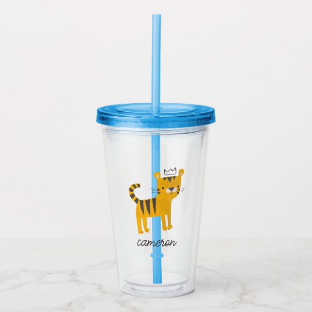 Wild One Tiger Cat Acrylic Tumbler (Front)
