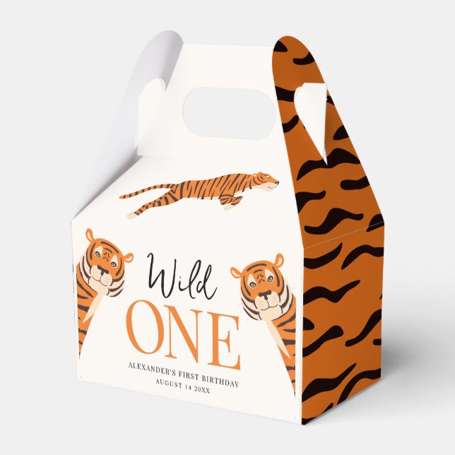 Wild One Tiger Children's Birthday Favour Box (Front Side)