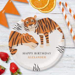 Wild One Tiger Happy Children's Birthday  Paper Plate