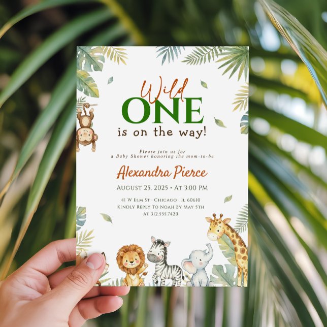Wild One Tropical Greenery Baby Shower Invitation (Creator Uploaded)