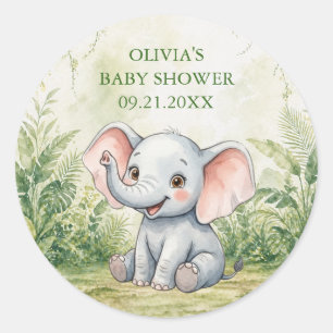 Wild One Tropical Jungle Baby Shower Favour Classic Round Sticker