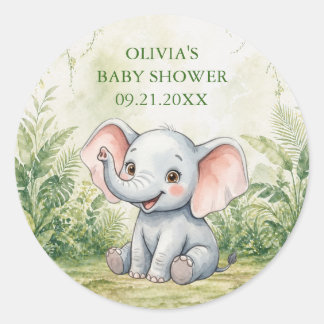 Wild One Tropical Jungle Baby Shower Favour Classic Round Sticker