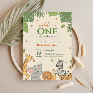 Wild One Tropical Jungle Baby Shower Invitation