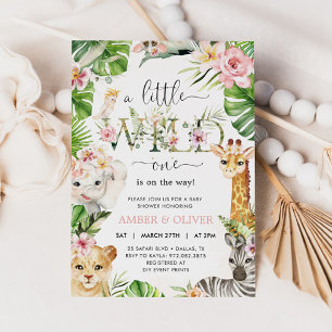 Wild One Tropical Jungle Boho Safari Baby Shower Invitation