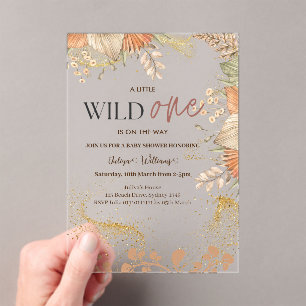Wild One wild flower Baby Shower Acrylic Invitations