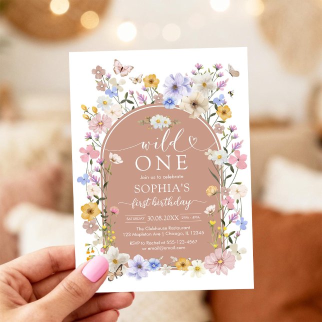 Wild One Wildflower 1st Birthday Invitation (Creator Uploaded)