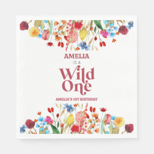 Wild One Wildflower First 1st Birthday Party Napkin