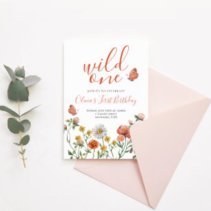 Wild One Wildflower first birthday Invitation