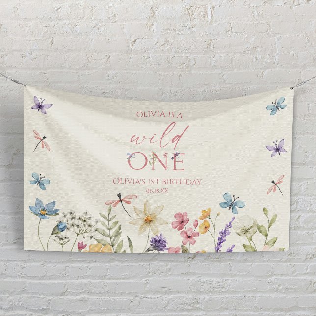 Wild One Wildflower Wild Flower 1st Birthday Party Banner (Creator Uploaded)