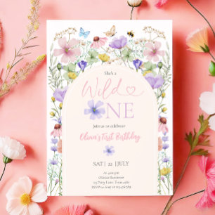 Wild One Wildflowers Floral Girl First Birthday Invitation