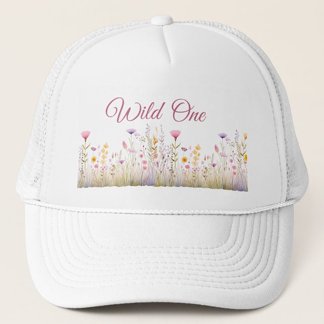 Wild One Women's Hat, Boho Wildflower Garden Trucker Hat (Creator Uploaded)