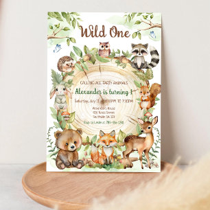 Wild One Woodland 1st Birthday Invitation