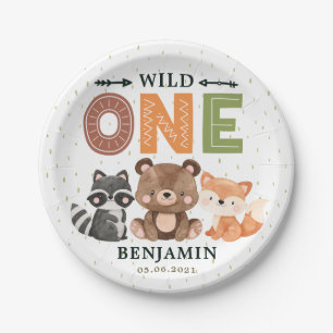 Wild One Woodland 1st Birthday Paper Plate