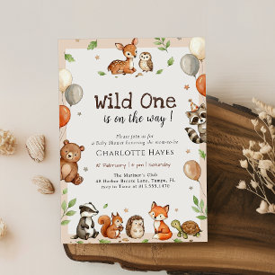 Wild One Woodland Animal Baby Shower Invitation