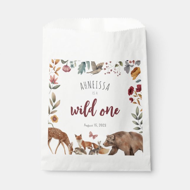 Wild One Woodland Animal First Birthday Favour Bags (Front)