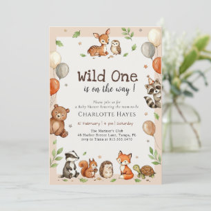 Wild One Woodland Animals Baby Shower Invitation