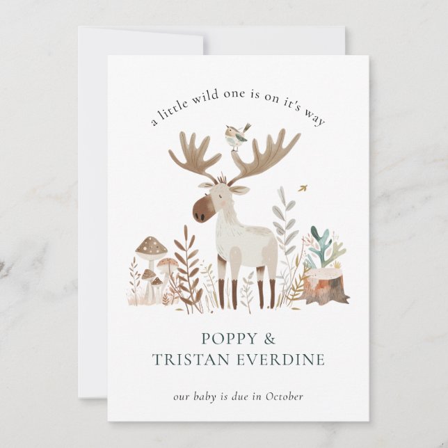 Wild One Woodland Animals Pregnancy  Invitation (Front)