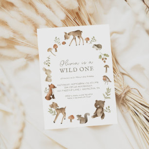 Wild One Woodland Birthday Party Invitation