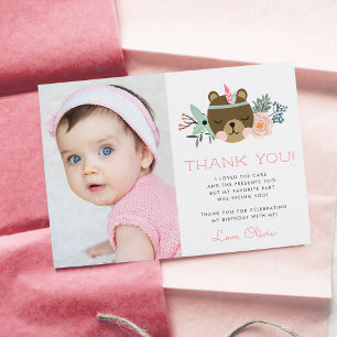 Wild One   Woodland Camping Theme Photo Flat Thank You Card