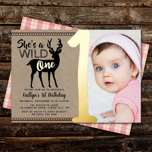 Wild One Woodland Deer Girls 1st Birthday Real