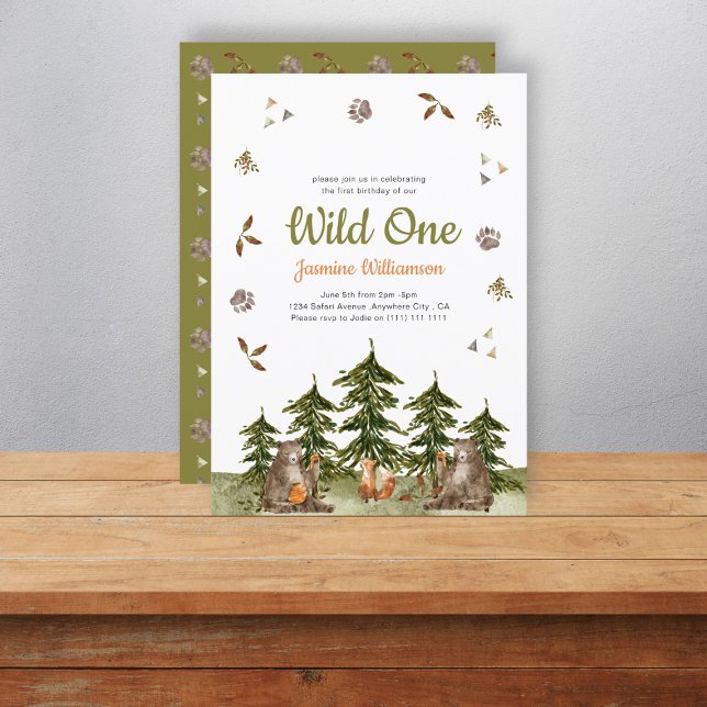 Wild One woodland Theme watercolor Birthday Party  Invitation (Creator Uploaded)