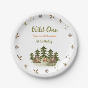 Wild One woodland Theme watercolor Birthday Party Paper Plate