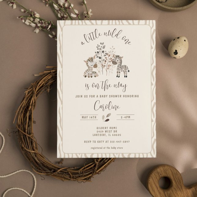 Wild One Zebra Safari Gender Neutral Baby Shower  Invitation (Creator Uploaded)