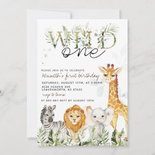 Wild One Zoo Animal Birthday Invitation