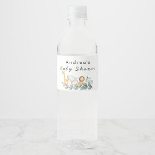 Wild One Zoo Baby Shower Water Bottle Label