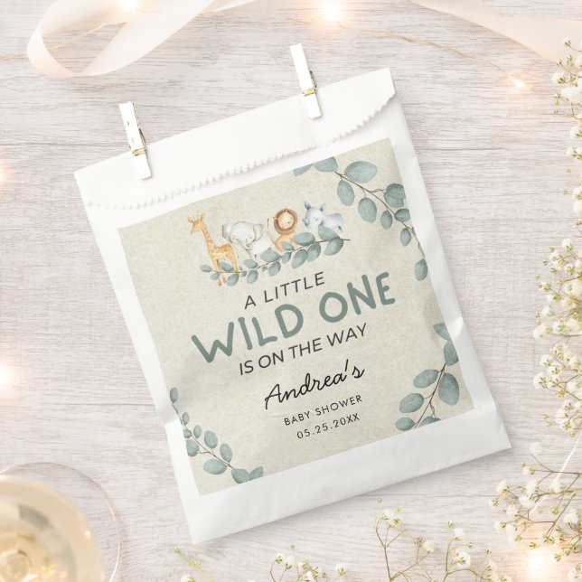 Wild One Zoo Theme Baby Shower Favour Bags (Clipped)