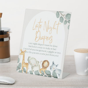 Wild One Zoo Theme Baby Shower Pedestal Sign