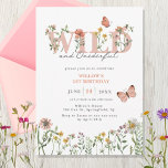 Wild & Onederful Wildflower 1st Birthday Invitation<br><div class="desc">This elegant first birthday invitation has watercolor wildflowers and pink text. The back is a pink and matching wildflower pattern frame with a large photo. The added butterflies give it a an extra girly touch.</div>