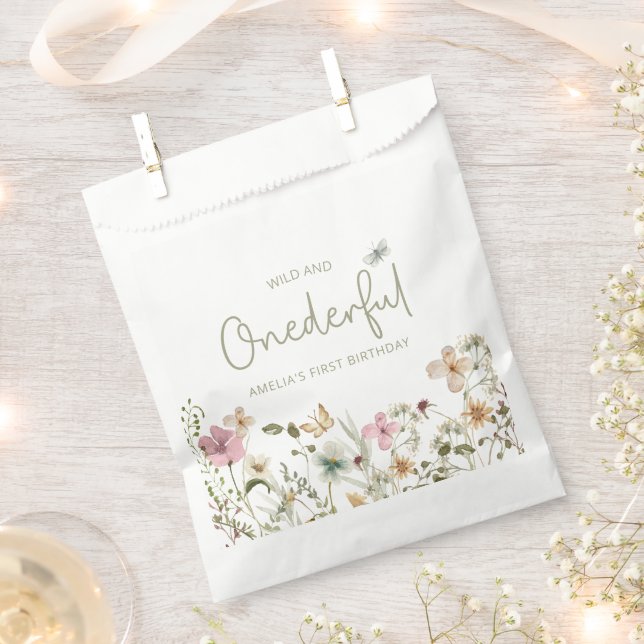 Wild & Onederful Wildflower 1st Birthday Party Favour Bags (Clipped)