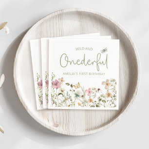 Wild & Onederful Wildflower 1st Birthday Party Napkin