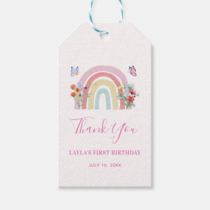 Wild & Onederful Wildflower Rainbow 1st Birthday  Gift Tags