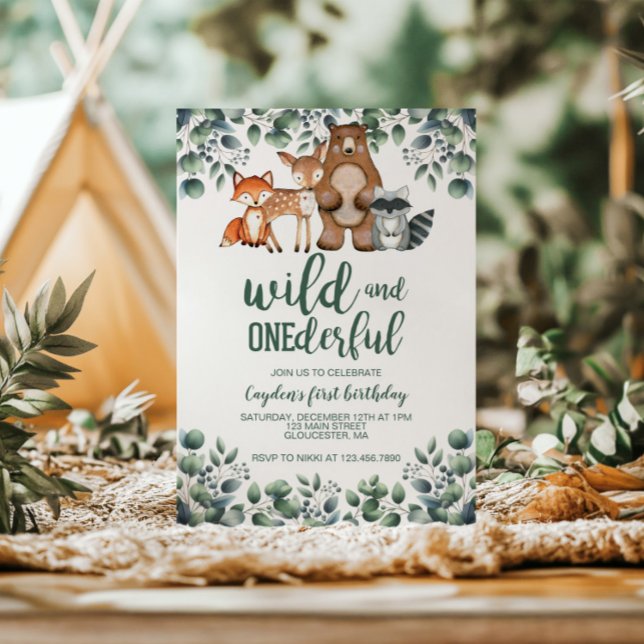 Wild Onederful Woodland Animal First Birthday Invitation (Creator Uploaded)