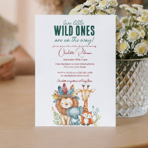 Wild Ones I twins Safari Baby shower  Invitation