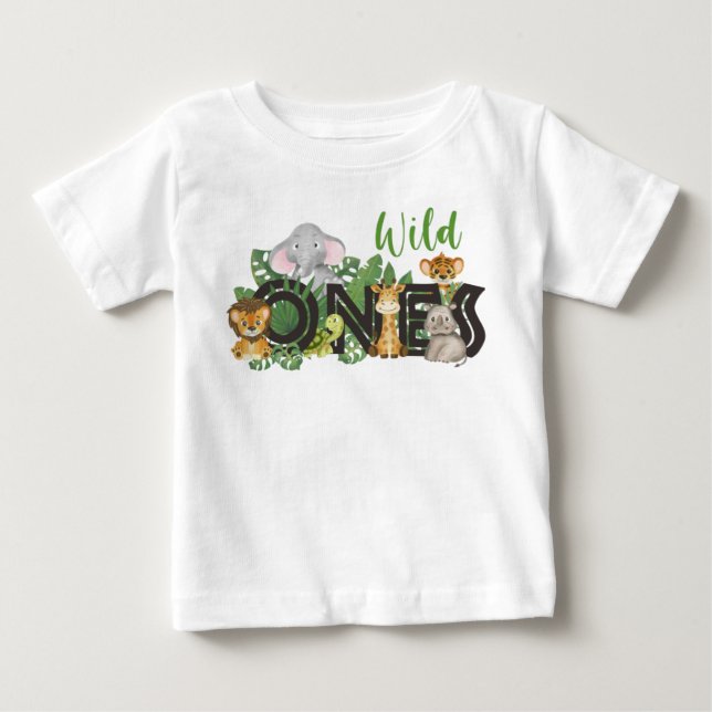 Wild Ones Jungle Safari Animals Birthday twins Baby T-Shirt (Front)