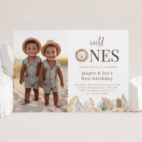 Wild Ones Twins Neutral Leaves - Photo Birthday