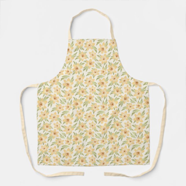 Wild Orange Anemone Flowers - seamless pattern. Apron (Front)