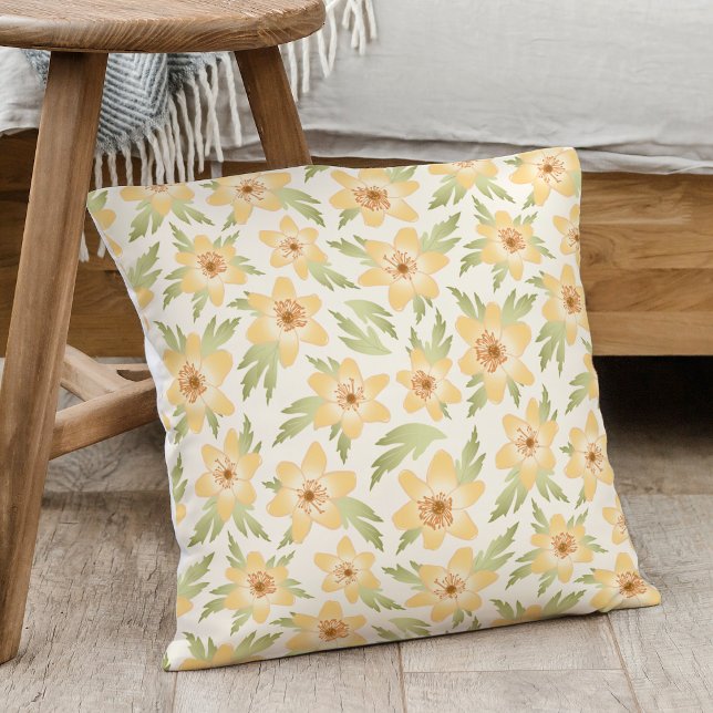 Wild Orange Anemone Flowers - seamless pattern. Cushion (Creator Uploaded)