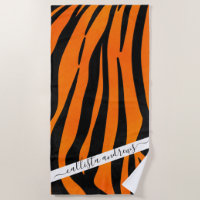 Wild Orange Black Tiger Stripes Animal Print