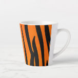 Wild Orange Black Tiger Stripes Animal Print Latte Mug<br><div class="desc">This fashionable and trendy pattern is perfect for the stylish fashionista. It features a classic print of black and bright orange tigers stripes with a modern twist. It's cool, fun, and playful! ***IMPORTANT DESIGN NOTE: For any custom design request such as matching product requests, colour changes, placement changes, or any...</div>