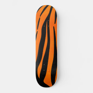 Wild Orange Black Tiger Stripes Animal Print Skateboard