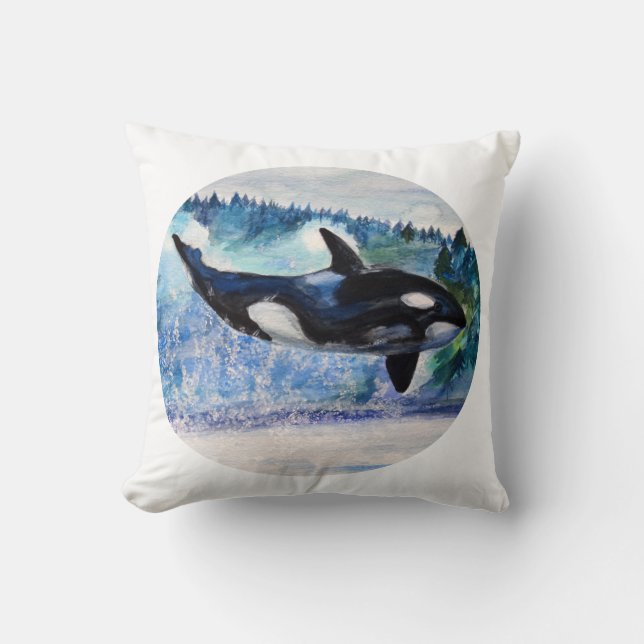 Wild Orca Art Throw Cushion (Front)