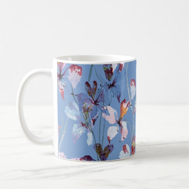 Wild Orchid Elegance: Watercolor Luxury Coffee Mug (Left)